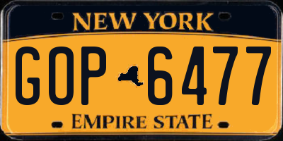 NY license plate GOP6477