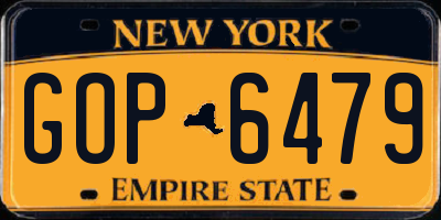 NY license plate GOP6479