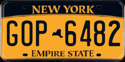 NY license plate GOP6482