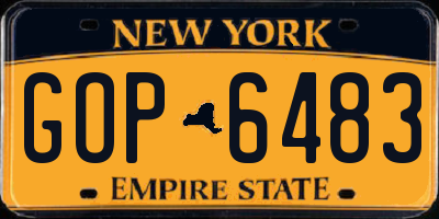 NY license plate GOP6483