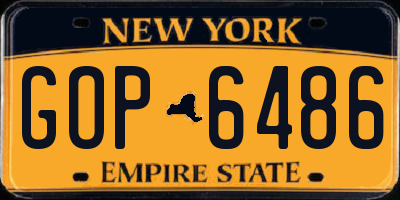 NY license plate GOP6486