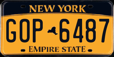 NY license plate GOP6487