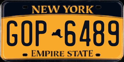 NY license plate GOP6489