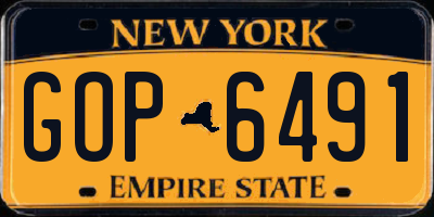 NY license plate GOP6491