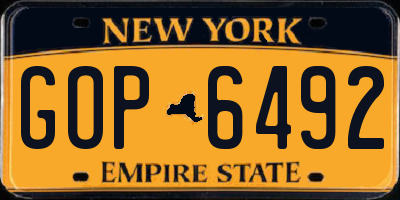 NY license plate GOP6492