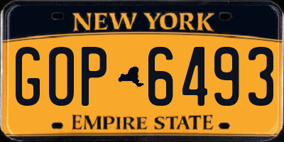 NY license plate GOP6493
