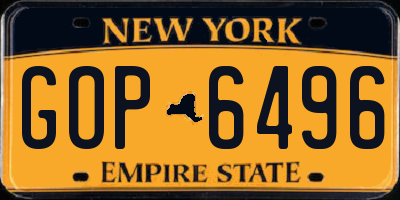 NY license plate GOP6496