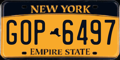 NY license plate GOP6497