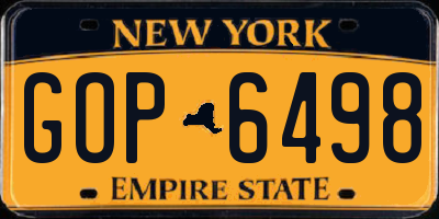 NY license plate GOP6498