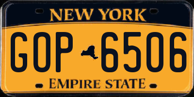 NY license plate GOP6506