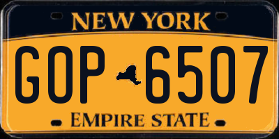 NY license plate GOP6507