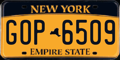 NY license plate GOP6509