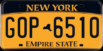 NY license plate GOP6510