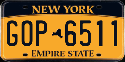 NY license plate GOP6511