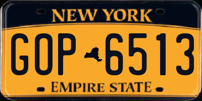 NY license plate GOP6513