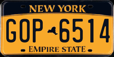 NY license plate GOP6514