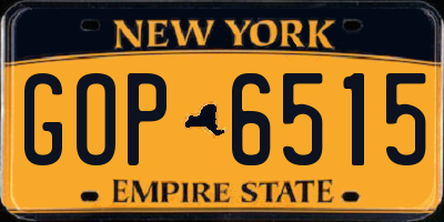 NY license plate GOP6515