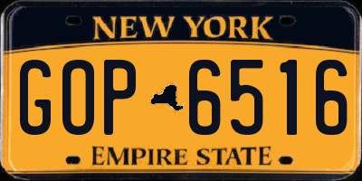 NY license plate GOP6516