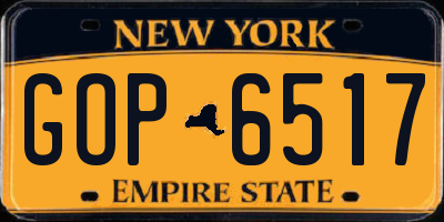 NY license plate GOP6517