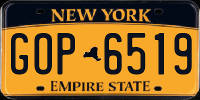 NY license plate GOP6519