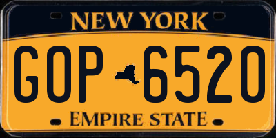 NY license plate GOP6520