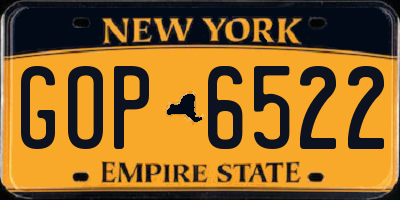 NY license plate GOP6522