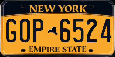 NY license plate GOP6524