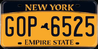 NY license plate GOP6525