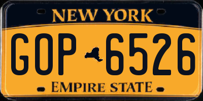 NY license plate GOP6526