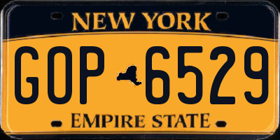 NY license plate GOP6529