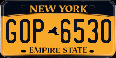 NY license plate GOP6530