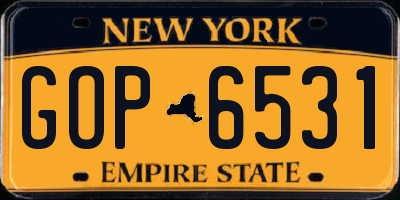 NY license plate GOP6531