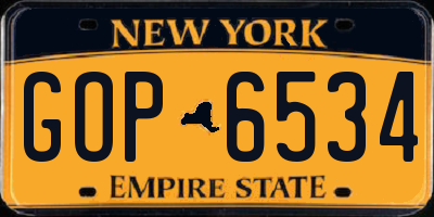 NY license plate GOP6534