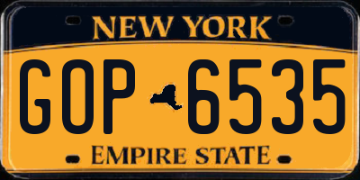 NY license plate GOP6535