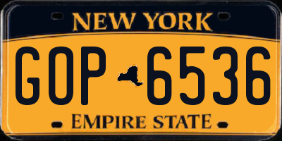 NY license plate GOP6536