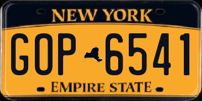 NY license plate GOP6541