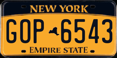 NY license plate GOP6543