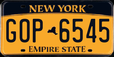 NY license plate GOP6545