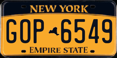 NY license plate GOP6549