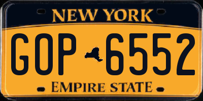 NY license plate GOP6552