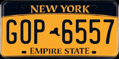 NY license plate GOP6557