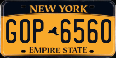 NY license plate GOP6560