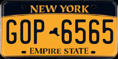 NY license plate GOP6565