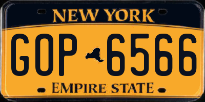 NY license plate GOP6566