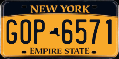 NY license plate GOP6571