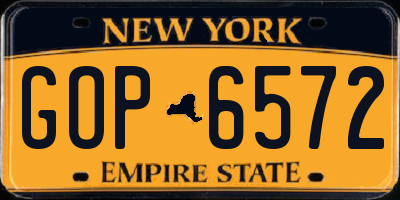 NY license plate GOP6572