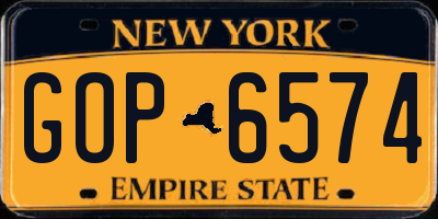 NY license plate GOP6574