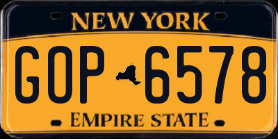 NY license plate GOP6578