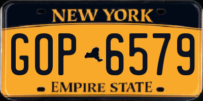 NY license plate GOP6579