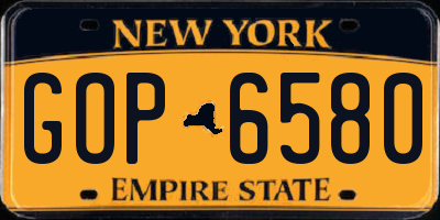 NY license plate GOP6580